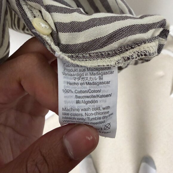 Madewell Gray Cream Striped Button Down Top 2X - Picture 3 of 3